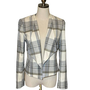 Katherine Kelly Plaid Collared Jacket Blazer Gray White 4 Clueless Preppy